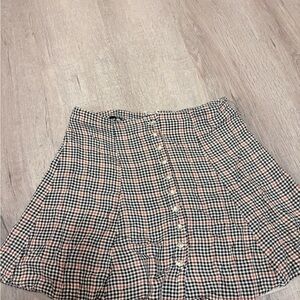 American Eagle Outfitters Plaid Button-Front Skater Skirt